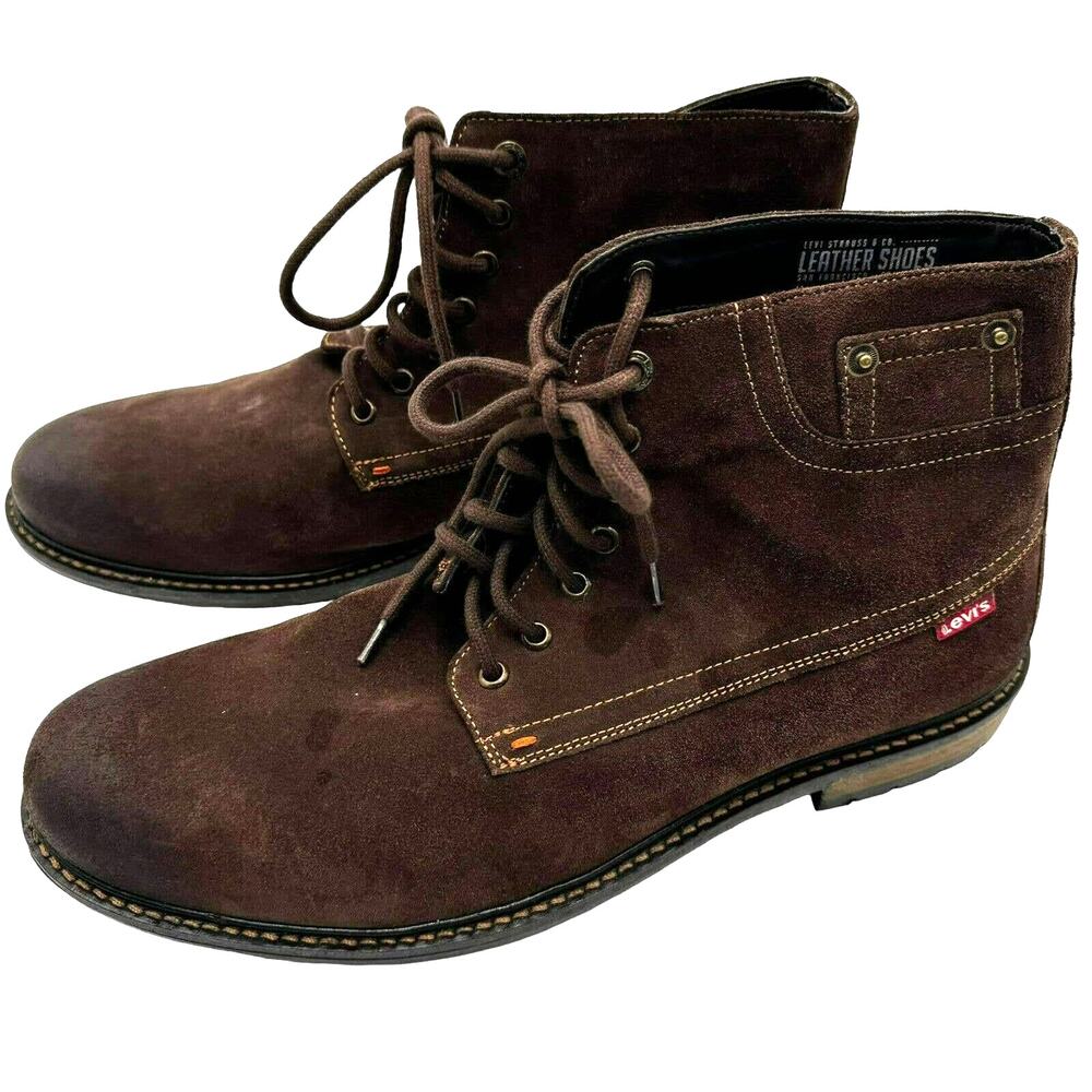 LEVI'S Mens 13 Brown Suede Genuine Leather Lace-up Comfort Sheffield Ankle Boots